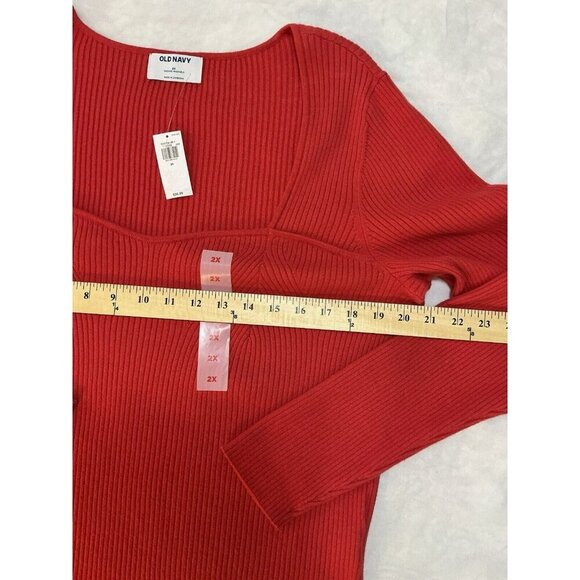 Old Navy Pullover Top Womens 2X Rib Knit Red Sweetheart Neckline Valentine 2X NW - Picture 3 of 5
